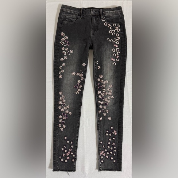 Driftwood Jeans Jackie Cherry Blossom Floral Embroidered Black Pink Size 26 - Picture 12 of 12